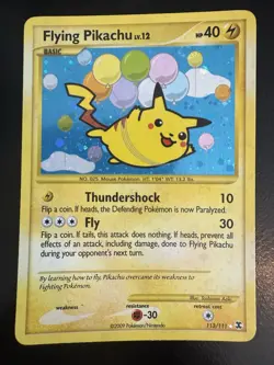 Pokemon TCG Rising Rivals Flying Pikachu Card 113/111 Secret Holo Rare - Image 1