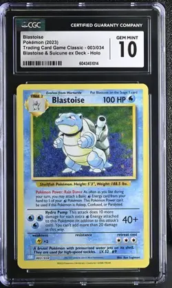 CGC 10 Blastoise 003/034 CLB Trading Card Game Classic Deck Pokemon Gem Mint - Image 1