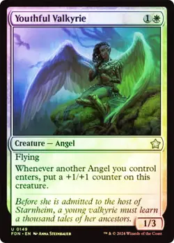 MTG FOIL Youthful Valkyrie - Foundations #149 - Image 1