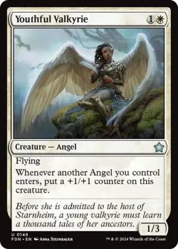 MTG Youthful Valkyrie Foundations Uncommon Creature Angel NM - Image 1