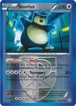 Snorlax - 101/135 - Pokemon Plasma Storm Black & White Reverse Holo Rare Card NM - Image 1