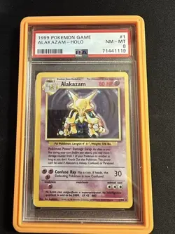 Pokemon TCG Alakazam Base Set 1/102 Holo Unlimited Holo Rare PSA 8 - Image 1