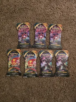 Pokemon TCG Sword Shield Darkness Ablaze Sleeved Booster Pack Of 7 - Image 1