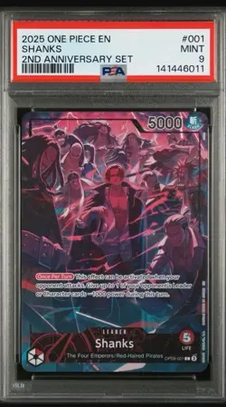 2025 ONE PIECE ENGLISH VERSION 2ND ANNIVERSARY SET #001 SHANKS PSA 9 - Image 1