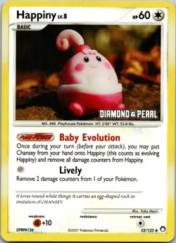 Happiny 52/123 Mysterious Treasures Reverse Holo LP Pokemon TCG - Image 1