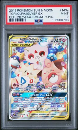 2019 POKEMON SUN & MOON COSMIC ECLIPSE TOGEPI & CLEFFA & IGGLYBUFF GX PSA 9 - Image 1