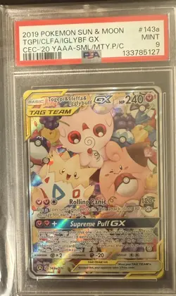 2019 POKEMON SUN & MOON COSMIC ECLIPSE TOGEPI & CLEFFA & IGGLYBUFF GX PSA 9 - Image 1