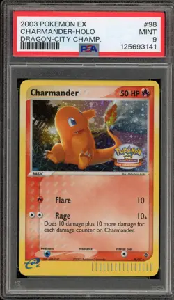 Pokemon Charmander EX Dragon City Championships Holo Rare #98 PSA 9 Mint - Image 1