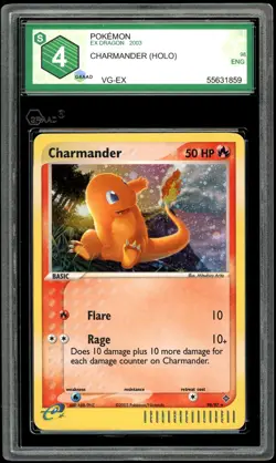 Pokemon Charmander Ex Dragon Holo Secret Rare Card #98 - GRAAD 4 VG-EX - Image 1