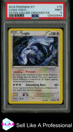 LUGIA-HOLO FATES COLLIDE-CRACKED ICE POKEMON XY FATES COLLIDE 2016 78 PSA 9 - Image 1