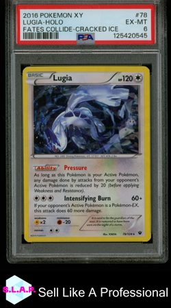 LUGIA-HOLO FATES COLLIDE-CRACKED ICE POKEMON XY FATES COLLIDE 2016 78 PSA 6 - Image 1