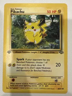 PIKACHU POKEMON CARD 1ST EDITION 60/64 JUNGLE NON HOLO NEVER PLAYED NM - Image 1