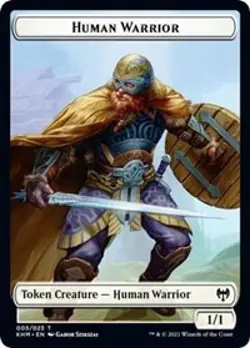 Human Warrior // Tyvar Kell Emblem Double-Sided Token [Kaldheim Tokens] Lightly - Image 1