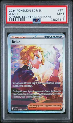 2024 POKEMON STELLAR CROWN 171/142 BRIAR SPECIAL ILLUSTRATION RARE PSA 9 MINT - Image 1