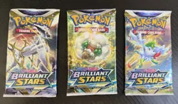 Pokemon Sword & Shield Brilliant Stars Booster Pack Lot, 3 Packs, 30 Cards - Image 1