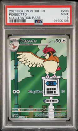 2023 POKEMON OBF EN-OBSIDIAN FLAMES ILLUSTRATION RARE #208 PIDGEOTTO PSA 9 - Image 1