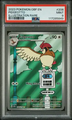2023 POKEMON OBF EN-OBSIDIAN FLAMES ILLUSTRATION RARE #208 PIDGEOTTO PSA 9 - Image 1