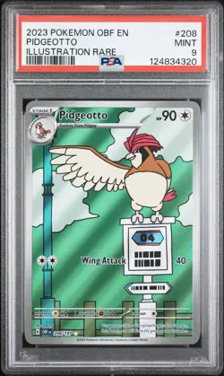 2023 POKEMON OBF EN-OBSIDIAN FLAMES ILLUSTRATION RARE #208 PIDGEOTTO PSA 9 - Image 1