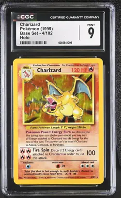 CGC 9 MINT Charizard 1999 Base Set 4/102 Holo Pokemon Card - Image 1