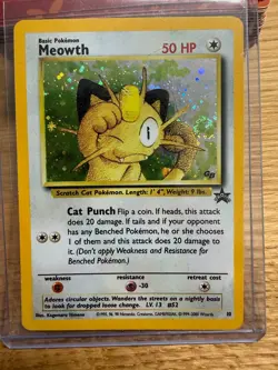💫 SWIRL Meowth Black Star Wizards Movie Promo 10 Pokemon TCG Trading Card - Image 1