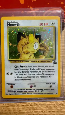 💫 SWIRL Meowth Black Star Wizards Movie Promo 10 Pokemon TCG Trading Card - Image 2