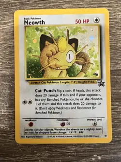 Pokemon Meowth #10 Black Star Promo Wizards Holo LP / NM condition - Image 1