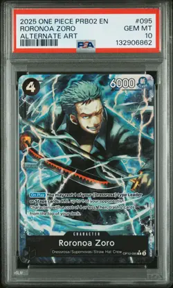 2025 ONE PIECE PRB02-PREMIUM BOOSTER ALTERNATE ART #095 RORONOA ZORO PSA 10 - Image 1
