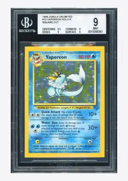 Pokemon BGS 9 Vaporeon Holo Square Cut 1999 12/64 Jungle English - Image 1