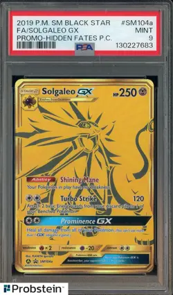 2019 Pokemon SM Black Star Promo Hidden Fates PC #SM104a Solgaleo GX PSA 9 - Image 1