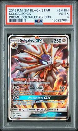 2018 POKEMON SM BLACK STAR PROMO SOLGALEO GX BOX #SM104 SOLGALEO GX PSA 4 - Image 1