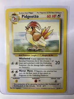 Pokemon TCG Pidgeotto 22/102 Base Set Regular Rare Unlimited WOTC Vintage - Image 1