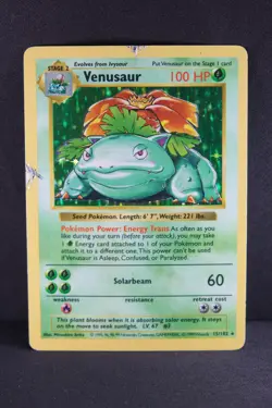 Venusaur 15/102 Pokemon TCG Base Set Shadowless Holo Rare DMG - Image 4