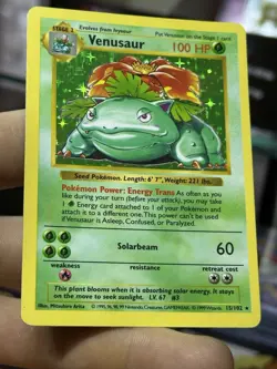 Venusaur 15/102 SHADOWLESS Base Set 1999 Holo Rare WOTC Pokemon Card TCG - Image 4