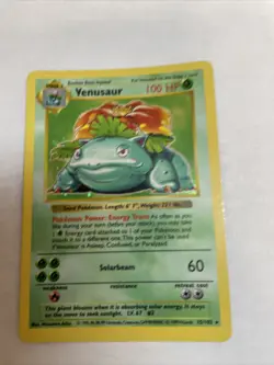 Pokemon TCG Venusaur Base Set 15/102 Holo Shadowless Holo Rare B - Image 1