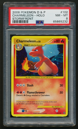 Charmeleon 102/100 Holo Secret Rare Pokemon 2008 D&P Stormfront PSA 8 NM-MT - Image 1