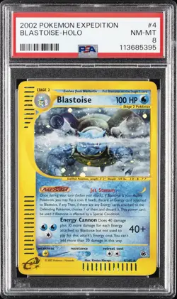 2002 POKEMON EXPEDITION #4 BLASTOISE-HOLO PSA 8 - Image 1