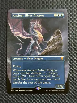 MTG - CLB - Ancient Silver Dragon - Borderless Alt Art Non-Foil - 366 M NM - Image 1