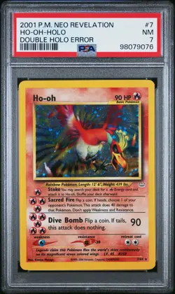 2001 POKEMON NEO REVELATION DOUBLE HOLO ERR #7 HO-OH-HOLO PSA 7 - Image 1