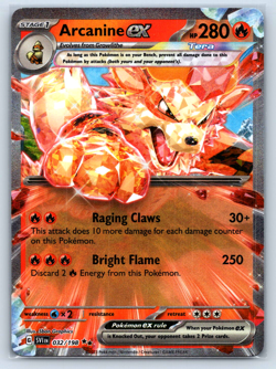Pokemon TCG Scarlet & Violet Base Set 032/198 Arcanine EX NM - Image 1