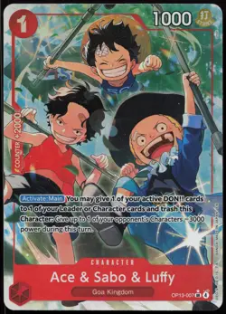 Ace & Sabo & Luffy (Alternate Art) SR Carrying On His Will OP13-007 NMFoil - Image 1