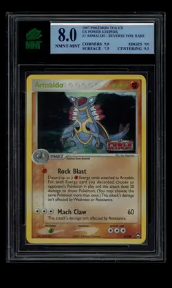 2007 POKEMON EX POWER KEEPERS ARMALDO #3/108 STAMPED REVERSE HOLO RARE MNT 8 - Image 1