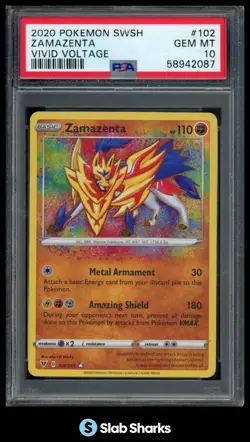 2020 POKEMON SWORD & SHIELD VIVID VOLTAGE #102/185 ZAMAZENTA AMAZING RARE PSA 10 - Image 1