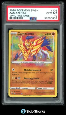 2020 POKEMON SWORD & SHIELD VIVID VOLTAGE #102/185 ZAMAZENTA PSA 10 - Image 1