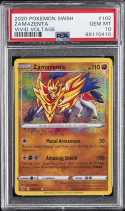 2020 POKEMON SWORD & SHIELD VIVID VOLTAGE #102 ZAMAZENTA PSA 10 - Image 1