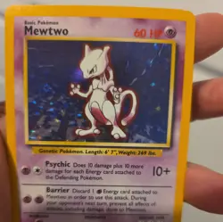 Pokemon - Mewtwo Holo - 10/102 - Base Set - Rare Card - Played - Image 1