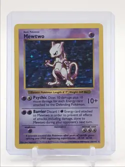MEWTWO 1999 POKEMON SHADOWLESS BASE SET RARE HOLO A 10/102 Q3626 - Image 1
