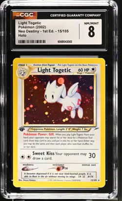 POKEMON CGC 8 Neo Destiny Light Togetic 15/105 Holo Rare 1st Edition *3082 - Image 1