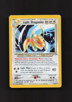 2002Pokemon TCG Light Dragonite 14/105 Neo Destiny Holo LP NM Vintage - Image 1
