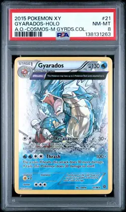 2015 POKEMON XY ANCIENT ORIGINS #21 M GYARADOS HOLO A.O.-COSMOS SWIRLS Low Pop - Image 1