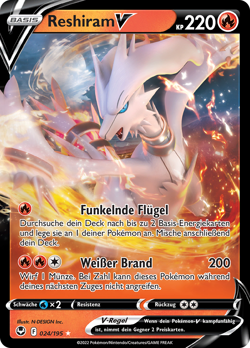 Pokemon Reshiram V Silberne Sturmwinde 024/195 - Image 1